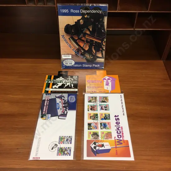 New Zealand FDC's 1999 U-BIX Rugby Super 12 (Set of 5), 1997 Wacky Letterboxes, 1995 Ross Dependency Antarctic Explorers